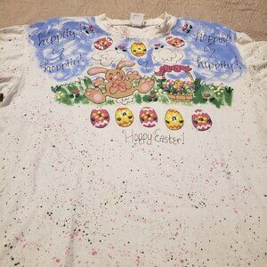 Vintage 90s Fast Fashion Hand Painted Easter Shirt